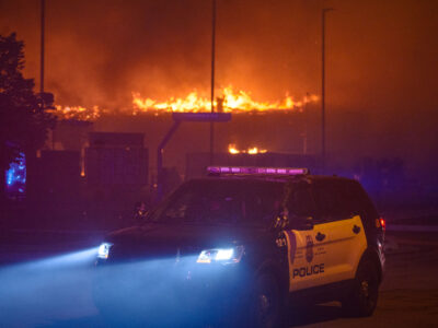 Minneapolis Police car at George Floyd protest fires