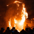 The Minneapolis Police 3rd Precinct on fire during the 3rd day of protests in Minneapolis following the death of George Floyd. The precinct was set ablaze after the Minneapolis Police abandoned the precinct following 3 days of protests.