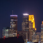 The downtown Minneapolis skyline as seen on May 6, 2020.