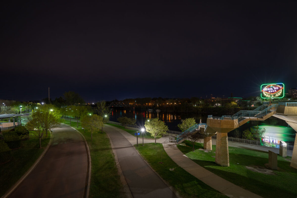 West River Parkway and the Mississippi River near downtown Minneapolis.