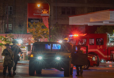 he National Guard arrives in Minneapolis after a night of fires. They were primarily used to clear streets and give firetrucks the ability to come in and put fires out.