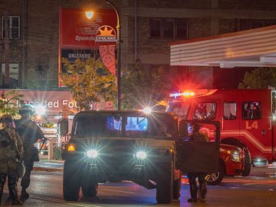 National Guard and Fire Truck on Lake Street