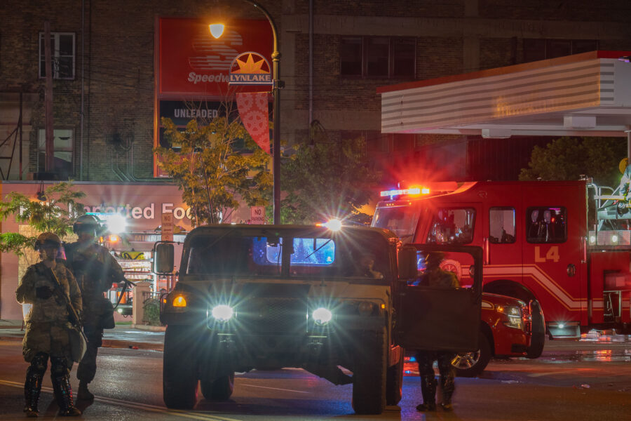 National Guard and Fire Truck on Lake Street