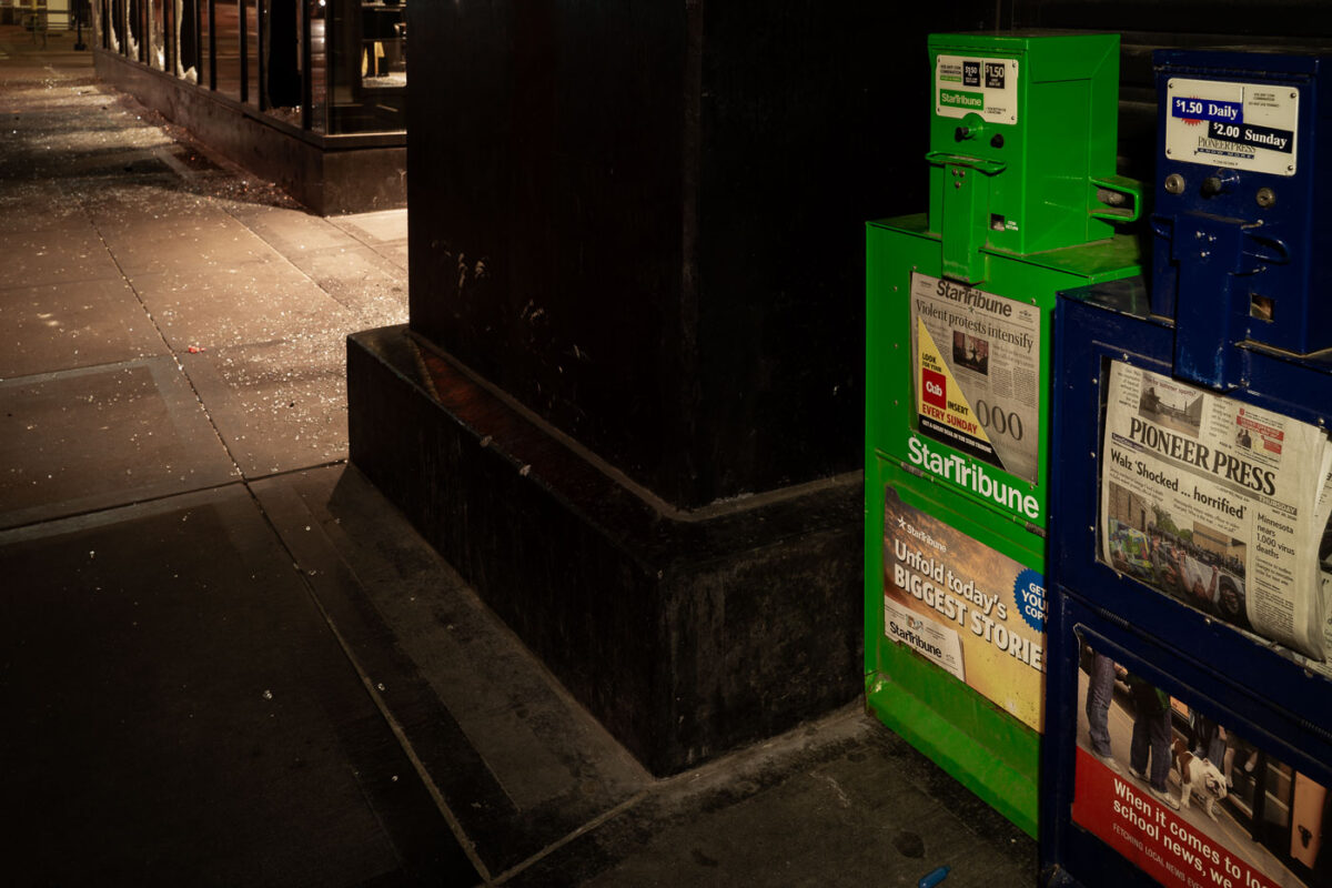 Newspaper racks in Downtown Minneapolis during the 3rd day of protests in Minneapolis following the death of George Floyd.

Walz: Shocked… horrified