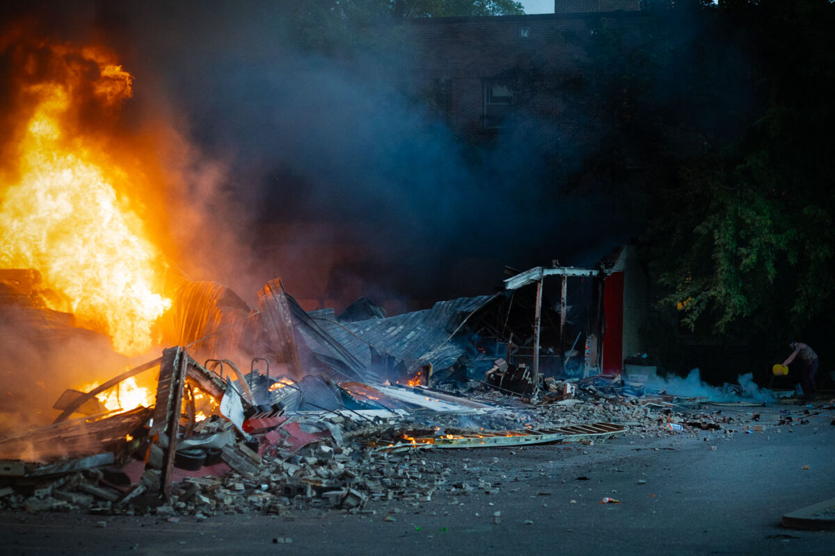 O'Reilly Auto Parts fire on May 30, 2020 after 4 nights of protests following the death of George Floyd.