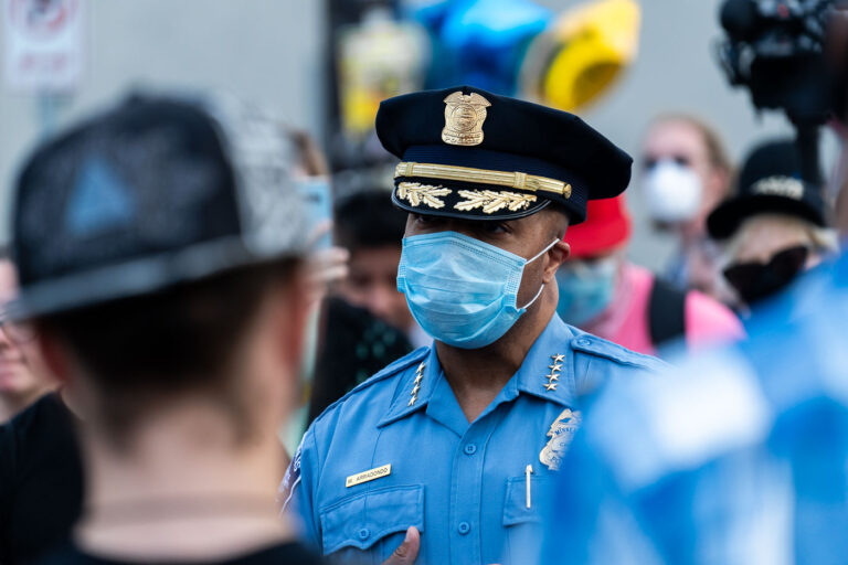 Minneapolis Police Chief Medaria Arradondo 3 Minneapolis Police Chief Medaria Arradondo speaks at George Floyd Square on May 31, 2020 following nights of protest after the death of George Floyd Square.