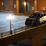 A Minneapolis Police squad car sits in a parking ramp in Minneapolis.
