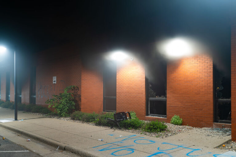 Lake Street Station Post Office on fire 1 The USPS post office on fire during the 4th day of protests in Minneapolis following the death of George Floyd. The post office was a total loss and was rebuilt.