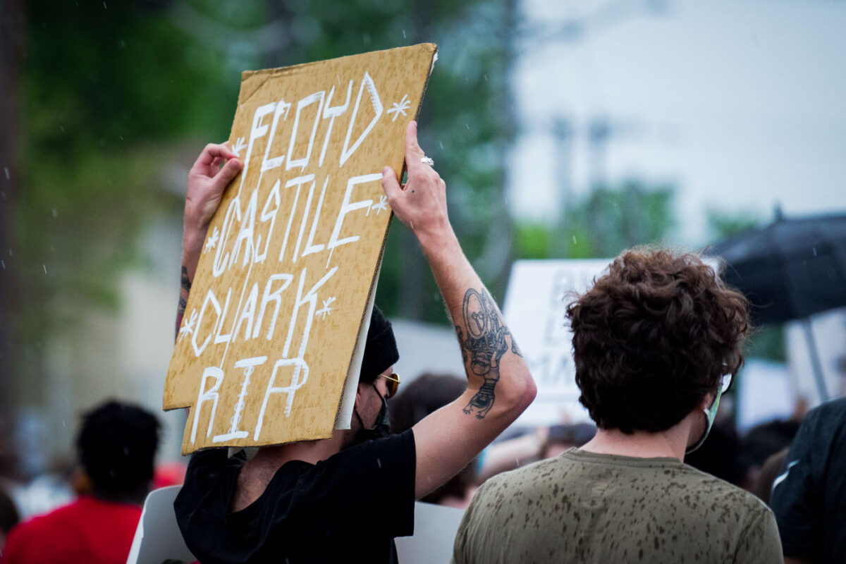 Protesters marching down 38th St in South Minneapolis the day after George Floyd was killed in front of Cup Foods on the corner. The protesters then marched to the Minneapolis Police 3rd Precinct