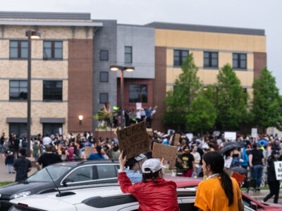 Protesters surround the Minneapolis Police 3rd Precinct