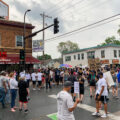 Protesters gathering for the first time on 38th Street outside of Cup Foods where George Floyd was killed the night before at the hands of the Minneapolis Police.