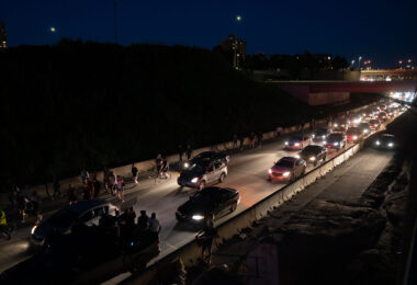 Protesters marching down I-94 on the 4th day of protests in Minneapolis following the death of George Floyd.