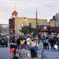 Minneapolis Police surround the 3rd Precinct as protesters continue to gather. The protests followed after the death of George Floyd days earlier.