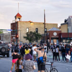 Minneapolis Police surround the 3rd Precinct as protesters continue to gather. The protests followed after the death of George Floyd days earlier.