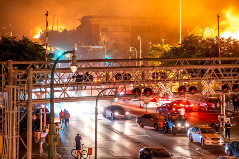 Traffic on East Lake Street during day 3 of protests 3 Protesters on Lake Street during the 3rd day of protests following the death of George Floyd.