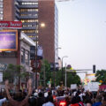 Protesters outside the Minneapolis Police 1st Precinct in downtown Minneapolis on the 3rd day of protests in Minneapolis following the death of George Floyd.