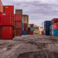 Shipping containers in a Minneapolis rail yard.