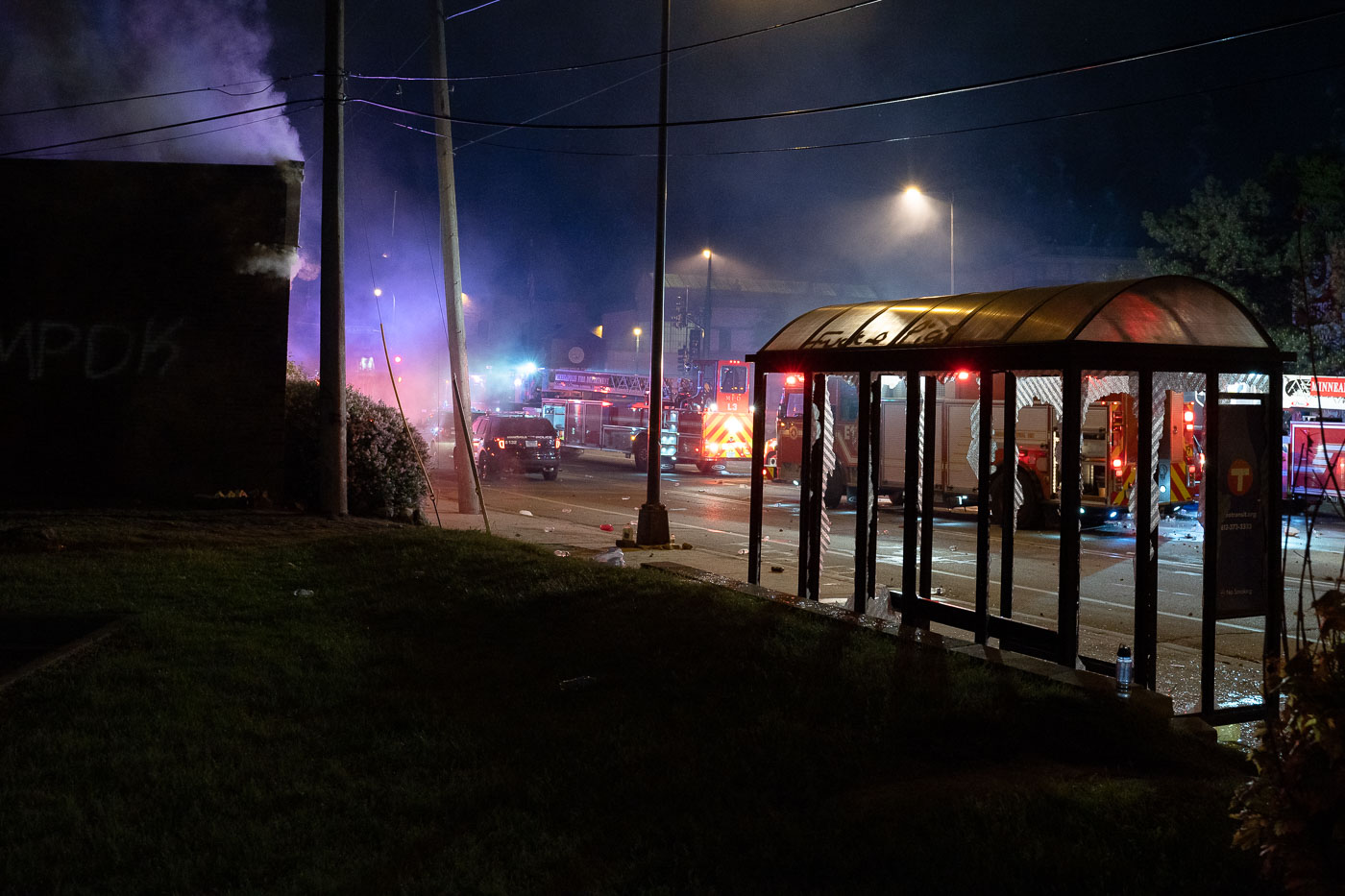 Minneapolis Fire Department outside the AutoZone on Lake Street.