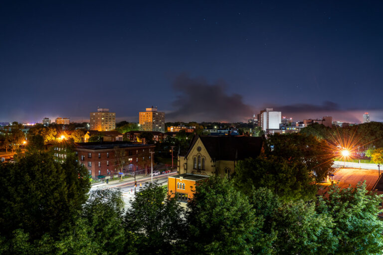 Uptown Minneapolis smoke seen from Downtown Minneapolis 3 Smoke rising from Lake Street fires as seen from Downtown Minneapolis on May 30, 2020, the 4th day of protests in Minneapolis following the death of George Floyd.