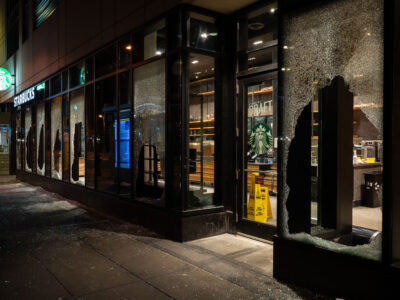 Damaged Starbucks, Downtown Minneapolis