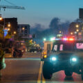 The Minnesota National Guard on Lake Street in Uptown Minneapolis on May 30, 2020 after nights of riots and burning buildings.