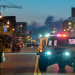 The Minnesota National Guard on Lake Street in Uptown Minneapolis on May 30, 2020 after nights of riots and burning buildings.