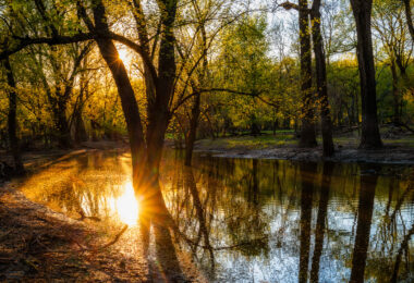 A beautiful sunset at Pike Island in Saint Paul, Minnesota.