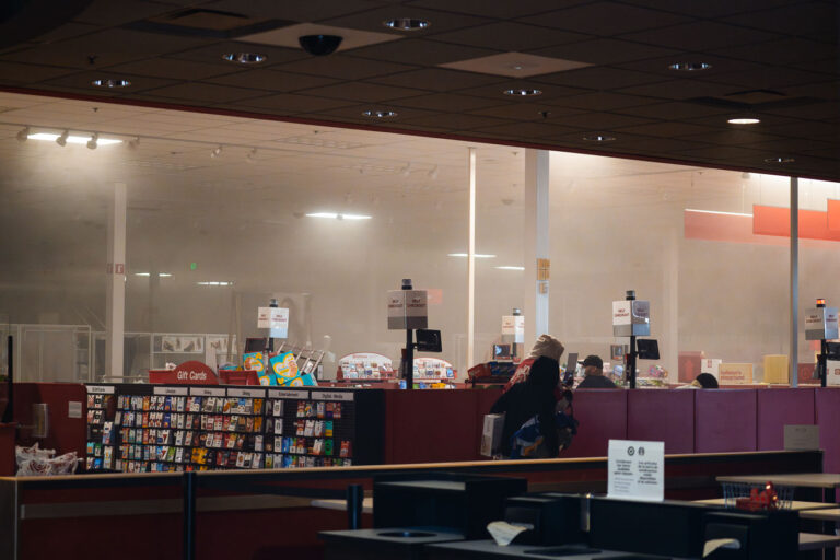 Target Store Looting, Minneapolis 3rd Precinct, George Floyd Protests 1 The interior of the Target store located across from the Minneapolis Police 3rd Precinct shows signs of disturbance, including a hazy atmosphere, during the protests that followed the death of George Floyd in May 2020. This commercial establishment, a significant retail presence in the community, was subjected to looting and extensive damage over several days. The events at this particular Target store became a notable aspect of the widespread civil unrest in Minneapolis, reflecting the broader societal tensions of the period.