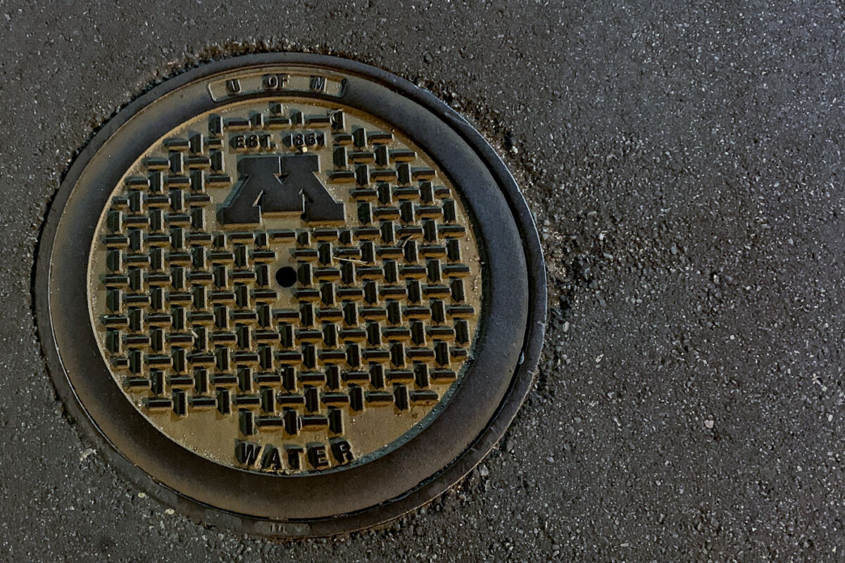 A manhole lid at the University of Minnesota.