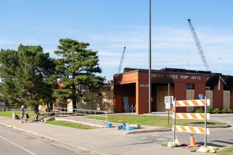 USPS Post Office after riot damage 2 The burned USPS post office at 110 E 31st Street. The post office burned during protests over the May 25th, 2020 murder of George Floyd.