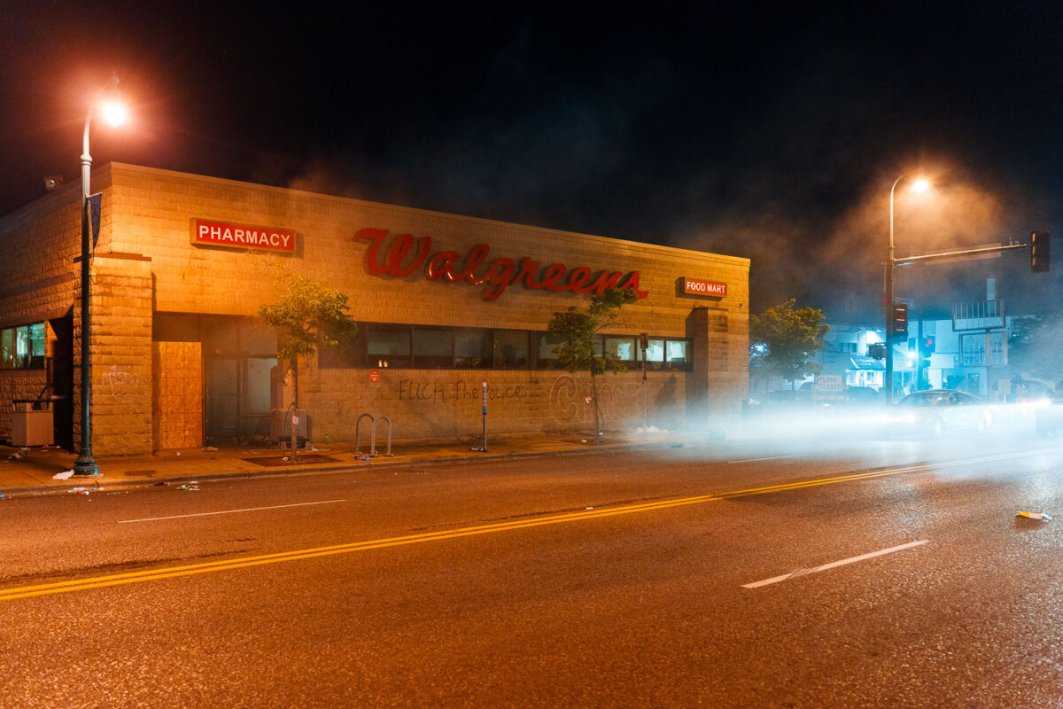 Walgreens on fire on Lake Street in Minneapolis on the 3rd day of protests after the death of George Floyd.