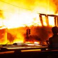 A 6-story new housing development on fire near the Minneapolis Police 3rd Precinct during the 2nd day of protests in Minneapolis following the death of George Floyd.