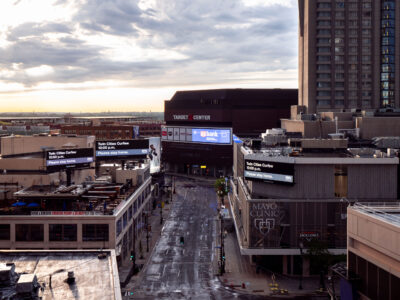 Downtown Minneapolis Curfew Billboards, George Floyd Unrest