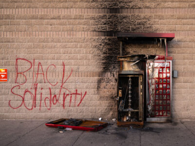 Black Solidarity Graffiti, Burned Red Box, Lake Street, Minneapolis