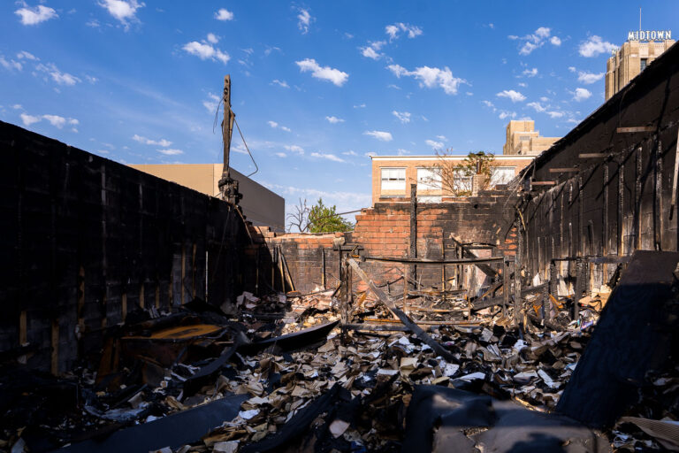 Uncle Hugo's book store fire 2 The remains of Uncle Hugo’s book store on Chicago Avenue. The store was burned during unrest in Minneapolis following the May 25th, 2020 death of George Floyd.