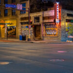 Cowboy Slims at Hennepin Ave and Lagoon in Uptown Minneapolis after days of unrest following the May 25th, 2020 death of George Floyd.