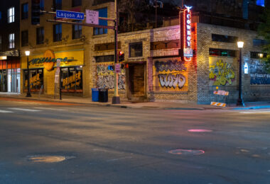 Cowboy Slims at Hennepin Ave and Lagoon in Uptown Minneapolis after days of unrest following the May 25th, 2020 death of George Floyd.