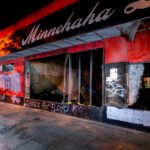 The outside of Minnehaha Liquors on E. Lake Street after fires following unrest in Minneapolis following the May 25th, 2020 death of George Floyd.
