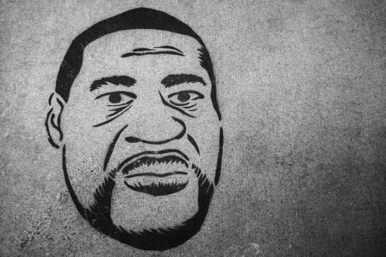 George Floyd on the pavement 4 George Floyd art on a Chicago Avenue sidewalk.