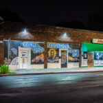 Painted George Floyd murals on Jakeeno’s Pizza on Chicago Avenue located blocks away from where George Floyd was killed on May 25th, 2020.