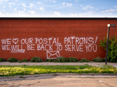 Graffiti on Burned USPS Post Office, E 31st St, Minneapolis