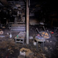 Inside of what’s left of the Foot Locker on Lake Street in Minneapolis. The building was destroyed after unrest in Minneapolis following the May 25th, 2020 death of George Floyd.