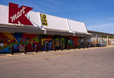 The former K-Mart store was turned into a United States Post Office after 2 nearby stations burned during unrest. The building with boards shown here on June 14, 2020.