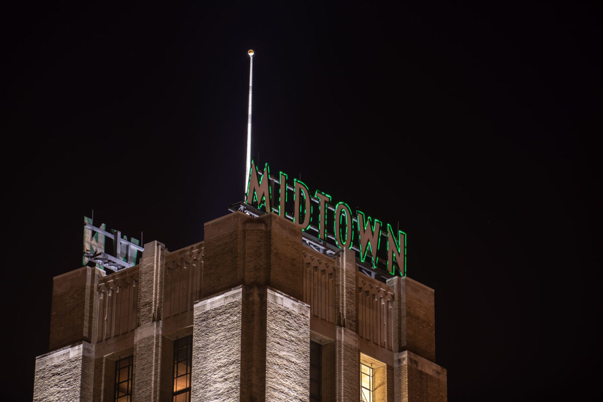 Midtown Exchange building during late night