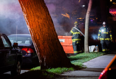 A dumpster fire in South Minneapolis put out by the fire department on June 27, 2020.