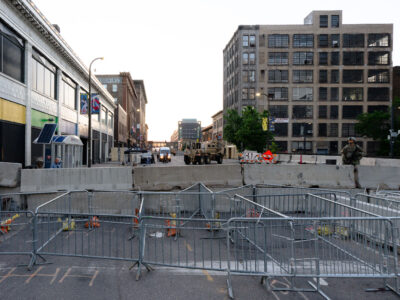 National Guard and Barricades at Minneapolis Police 1st Precinct