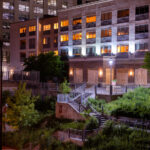 The Sheraton Hotel as seen from the Midtown Greenway days after it was "cleared and closed" by the Minneapolis Police.
