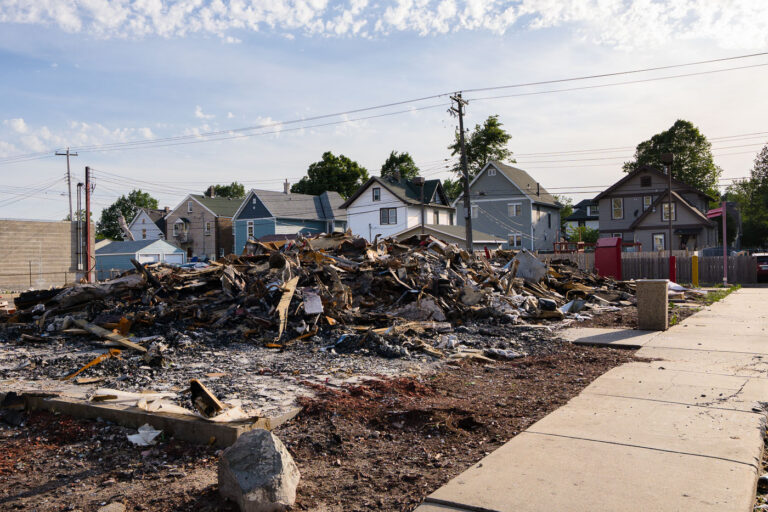 Popeye's Chicken after the fire 1 The remains of a Popeye's Chicken restaurant on Chicago Avenue. The building was destroyed in fires following unrest in Minneapolis following the May 25th, 2020 death of George Floyd.