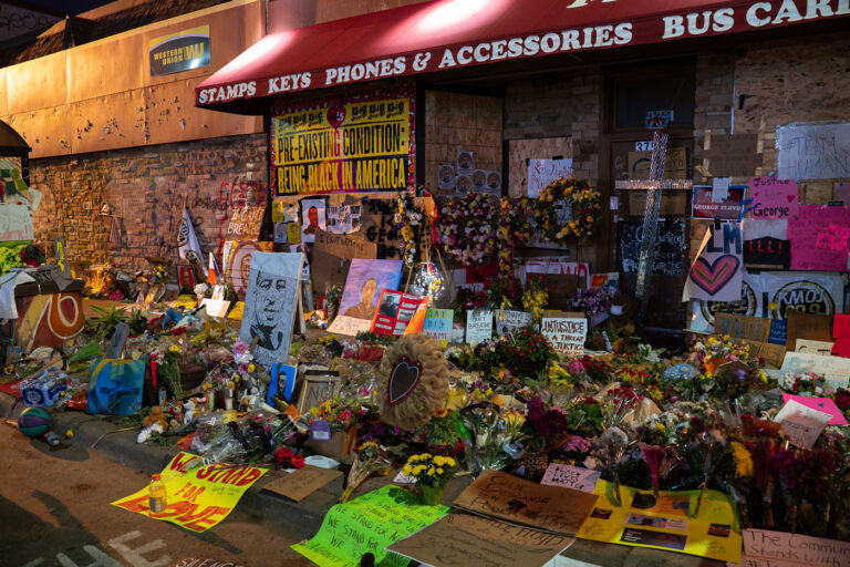 George Floyd Memorial on 38th Street 2 A memorial for George Floyd at the location he was killed by Minneapolis Police on May 25th, 2020.