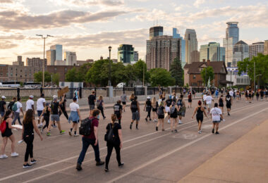 Protesters march down Park Ave into downtown Minneapolis on June 5, 2020.